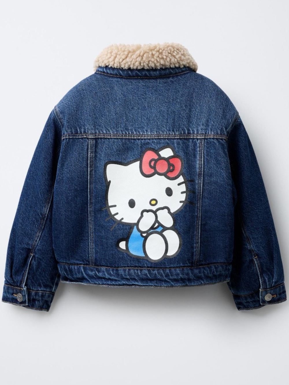 Zara Hello Kitty Denim Jacket with Sherpa Collar
